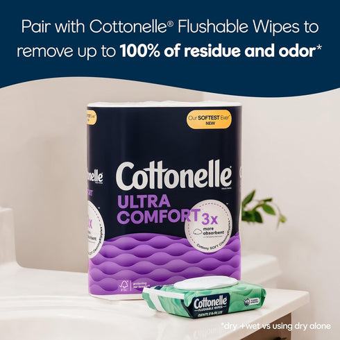 Cottonelle Ultra Comfort Toilet Paper, 9 Mega Rolls = 36 Regular Rolls, 244 Sheets per Roll, Packaging Varies