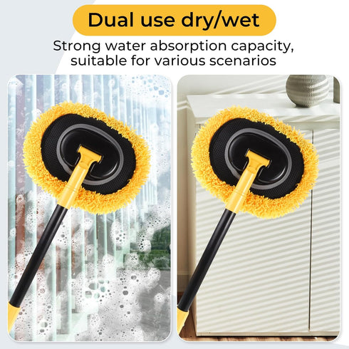Mop,73Wall 15 Elbow Wall Cleaner Mop Cleaner with Long Handle,Ceiling Dust Mop with Bent Labor-Saving Extension Pole