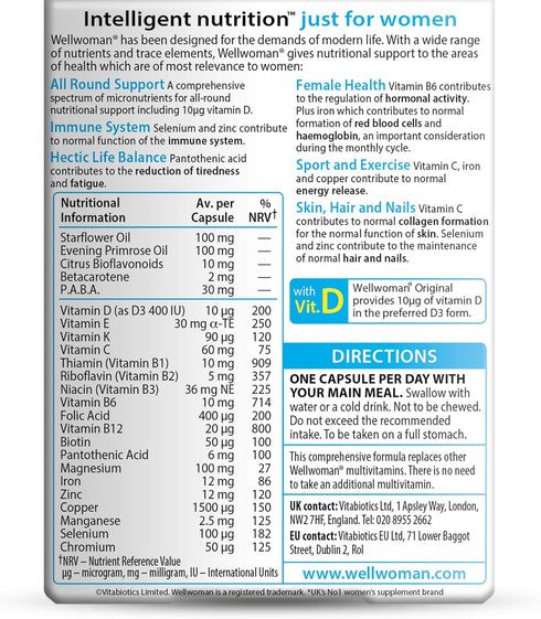 Wellwoman 30 Vitabiotics Advanced Vitamin & Mineral Formula with Evening Primrose & Starflower Oils Capsules