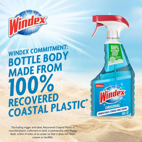 Packaging 23 Oz (Pack 2) Windex Glass and Window Cleaner Spray Bottle, Designed to Prevent Leakage and Breaking