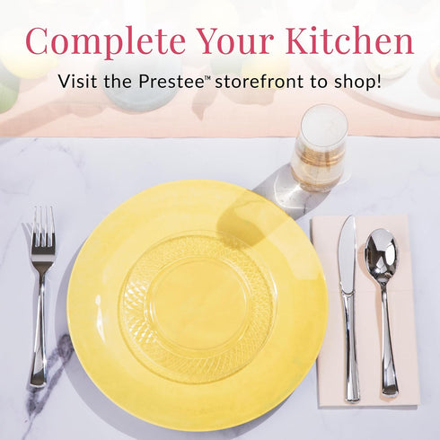 Prestee 500 Clear Plastic Spoons Bulk - Heavy Duty Disposable Cutlery, Plastic Spoon Flatware Pack, Utensil Set