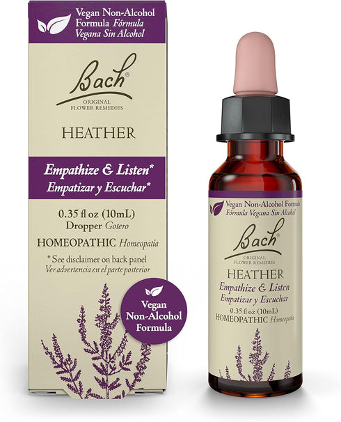 Bach Original Flower Remedies, Heather for Empathy, Natural Homeopathic Flower Essence, Vegan, 10mL Dropper