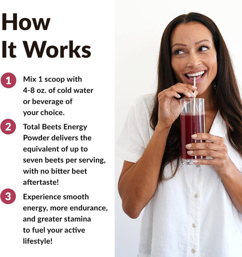 Force Factor Total Beets Energy Drink Mix, Superfood Beet Root Powder for Energy, Circulation, Nitric Oxide, Heart