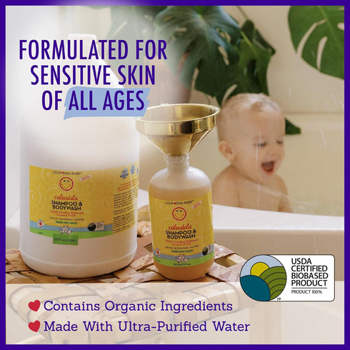 California Baby Calendula Shampoo and Body Wash, Allergy Tested, 100% Plant-Based, 251 mL / 8.5 fl oz