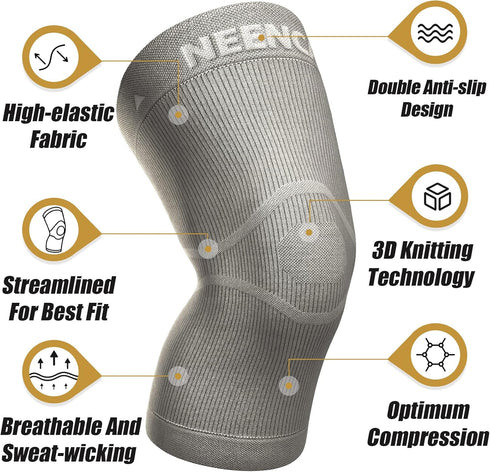 NEENCA Ultra-thin Knee Sleeve for Pain Relief, Light Compression Sleeve with Graphene Ions for Running and Sport