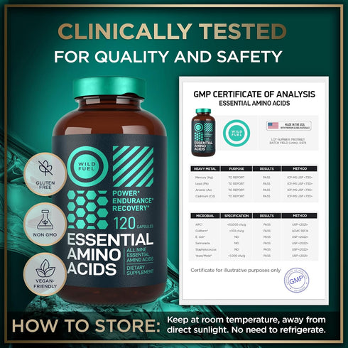 Essential Amino Acids Supplement - 3,000mg Amino Complex + All 9 Best Amino Acids for Muscle Power & Recovery - 120