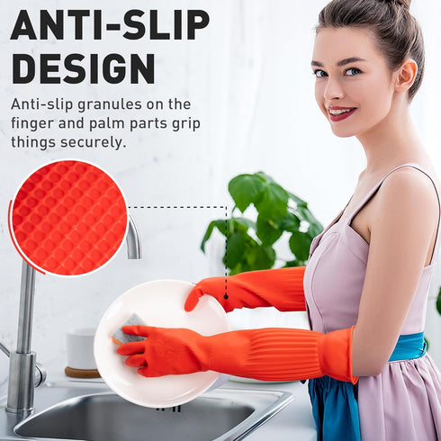 ThxToms Rubber Dishwashing Gloves, 2-Pair, Fleece Lined, Waterproof, Small
