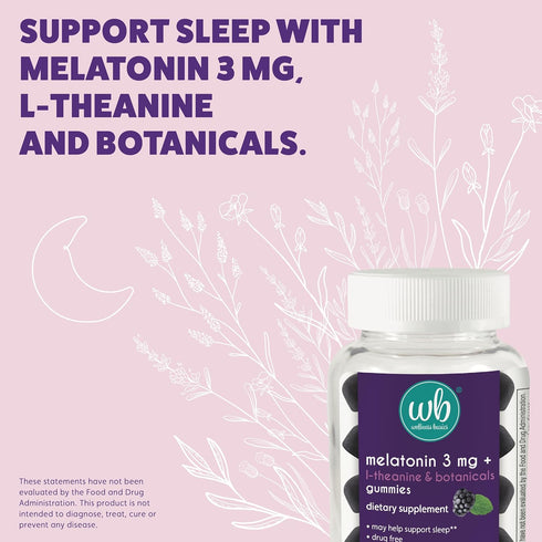 Gummy 3mg 50 Count Wellness Basics Melatonin for Restful Sleep | per Serving | Natural Sleep Support | BlackBerry Mint