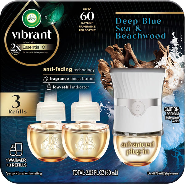 Air Wick Scented Oil Starter Kit, 1+3 Advanced, Blue Sea