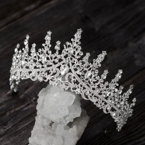 SWEETV Crystal Wedding Tiara for Women, Rhinestone Crown Headband, Royal Princess Hair Accessories for Prom Birthday
