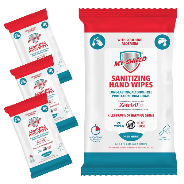 Sanitizing Hand Wipes - Travel Pack - 20 Count (4-pack) Alcohol-Free, Long-lasting