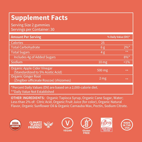 Gummies Gummies 60 WellPath Organic Apple Cider Vinegar with The Mother - USDA Organic ACV - Ginger & Apple Cider