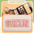 Sanwuta 4 Pcs Chenille Bag Preppy Patch Makeup Bag, Waterproof Portable Pouch in Beige, Khaki, Pink, Nude Pink