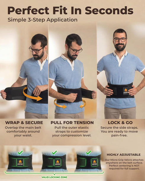 Immediate 4452 Sparthos Back Brace for Lower Back Pain - Relief from Sciatica, Herniated Disc, Scoliosis - Breathable +