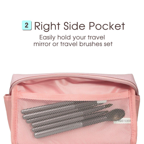 Narwey PU Leather Pink Makeup Bag, Travel Cosmetic Bag Toiletry Organizer with Compartments for Women