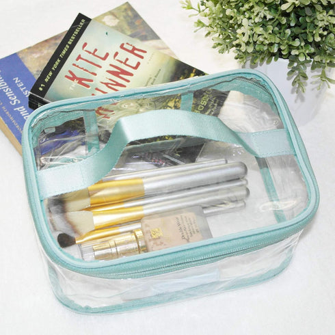 Portable Waterproof Transparent Green Toiletry Bag - Makeup Cosmetic Travel Storage Clear Bag