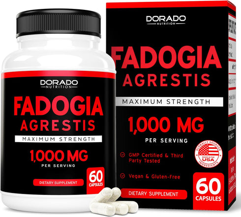 Fadogia Agrestis Extract 1000mg - Maximum Strength - Athletic Performance, Muscle Mass, Drive - Vegan Capsules, Gluten
