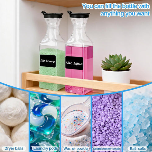 Legrape 6 Pack 54oz Laundry Detergent Dispenser, Plastic Fabric Softener Dispenser for Powder & Bleach, Liquid Laundry