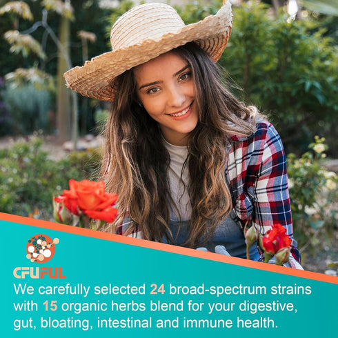 Probiotics for Women & Men - 300 Billion CFU & 24 Strains with 15 Organic Herbs for Digestive Health - 2 Month Supply