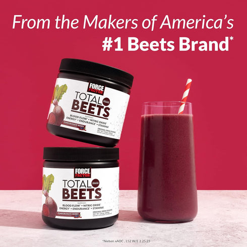 FORCE FACTOR Total Beets Superfood Beet Root Powder, 2-Pack, 60 Servings, Supports Circulation & Energy
