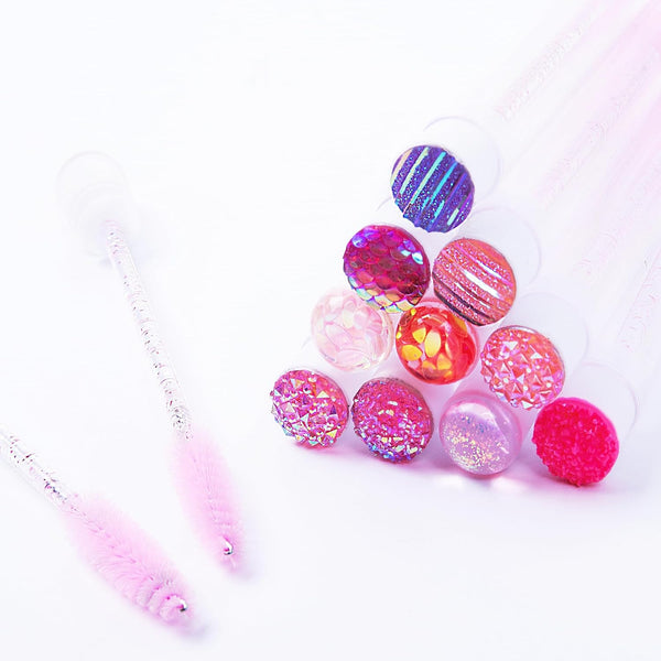 i-Laesh 20 Pcs Lash Brush Eyelash Brushes, Spoolies Cleaning Mascara Wands, Disposable Makeup Tool Set, Pink Mix