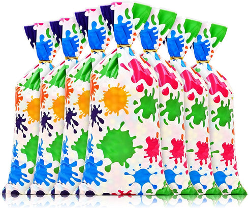 100 Pcs Colorful Paint Splatter Print Artist Treat Bags - Cellophane Candy Bags for Art Party Favors
