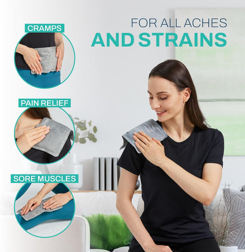 2 Pack Reusable Ice Packs for Injuries, Soft Gel Ice Pack with Velvet Fabric, Flexible Hot and Cold Set