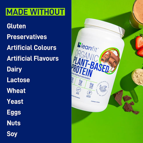 LeanFit Organic Plant-Based Protein Powder, Natural Chocolate Flavor, Vegan, 21g Protein, 18 Servings