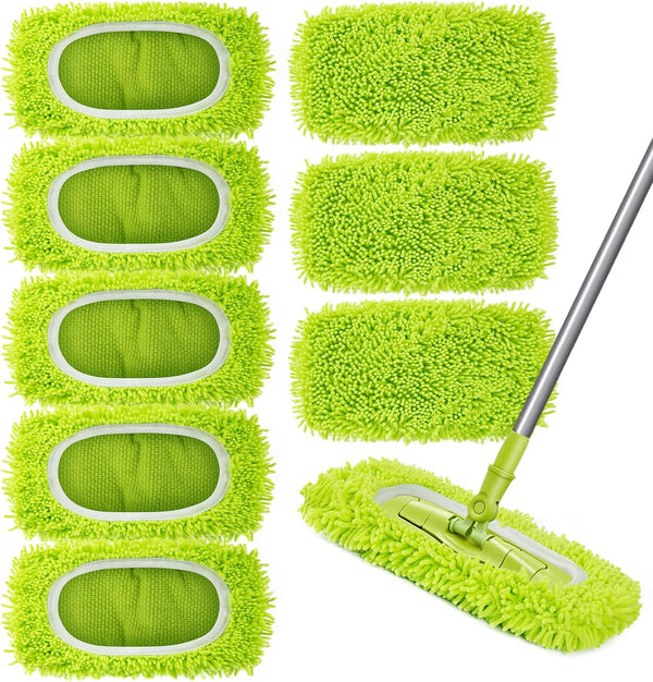 Reusable Dry Sweeping Cloths Microfiber Wet Mop Pads, Compatible with Swiffer Sweeper Mop Replacement Refills (8PCS)