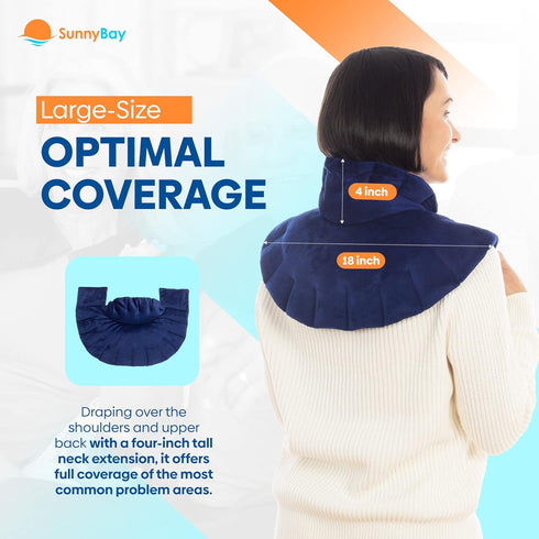 SunnyBay Microwave Heating Pad, Microwavable Heated Neck and Shoulder Wrap for Pain Relief, Blue