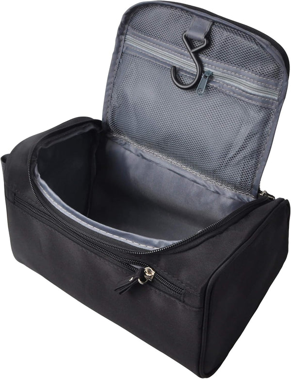 Vercord Mens Toiletry Bag - Small Wash Travel Shaving Dop Kit in Black