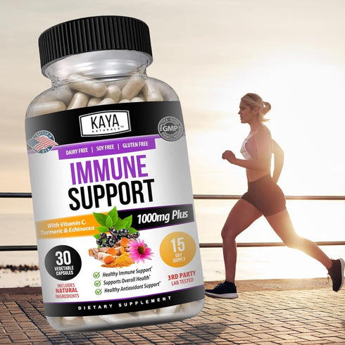 Kaya Naturals Elderberry Immune Support, Vitamins with Zinc and Vitamin C, Probiotics & Turmeric 1000mg, 30 Count