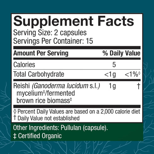 Host Defense Reishi Capsules - Heart & Immune Health Support Supplement - Mushroom Supplement to Support Energy & Vitality - Reishi Supplement to Aid Overall Well-being - 30 Capsules (15 Servings)*