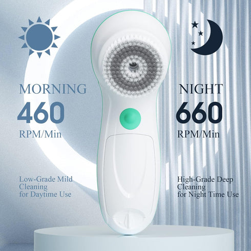 TOUCHBeauty Electric Facial Cleansing Brush with Stand, 3 Brush Heads, 2 Speeds, IPX5 Waterproof