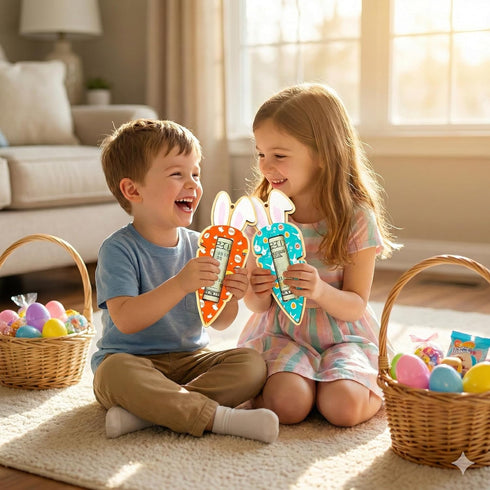 Set 2 LINHARA of Easter Money Holders for Cash, Bunny & Carrot Money Holder, Wooden Easter Bunny Money Holder for Kids