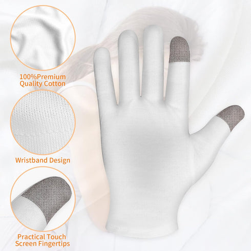 Sibba 2 Pairs Touch Screen Moisturizing Gloves and Socks - Overnight Bedtime Hand Spa Treatment for Eczema