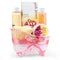 Home Spa Gift Basket Peony Spa Set for Women, Includes Shower Gel, Bubble Bath, Body Lotion, Bath Salt & Puff in Pink