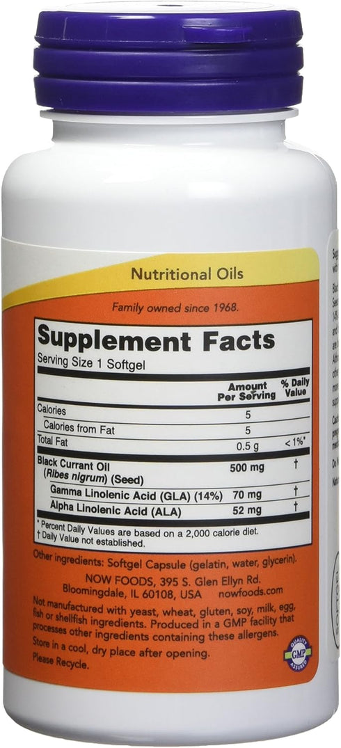 Now Foods Black Currant Oil, 500 milligrams, 100 Softgels, Pack of 2