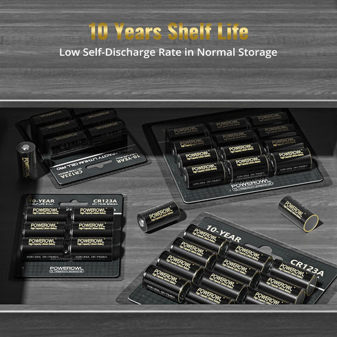 POWEROWL CR123A 3V Lithium Battery 6 Count, Long-Lasting High Capacity 123 Batteries