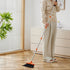Broom and Dustpan Set, Lightweight Upright Lobby Broom and Dust Pan Combo for Home Kitchen Office (Orange and Black)
