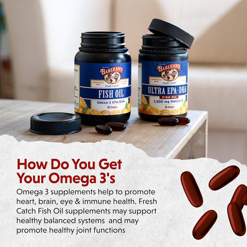 Barlean's Omega 3 Fish Oil Supplements, 600mg Fish Oil Pills, Softgels for Joint, Brain, Heart Health, 250 Count