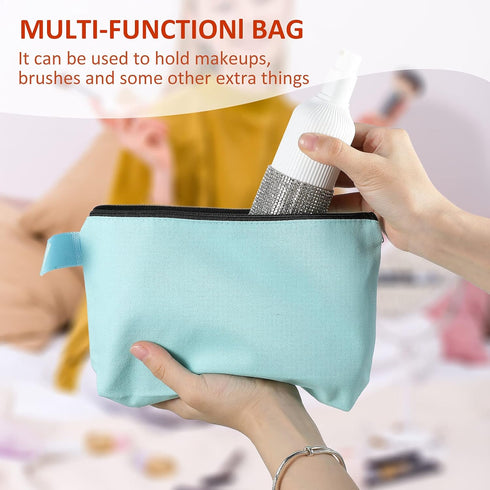 10 Pieces Canvas Makeup Bags Bulk - Travel Cosmetic Pouches, Multi-Purpose Blank Toiletry Bags in 10 Colors