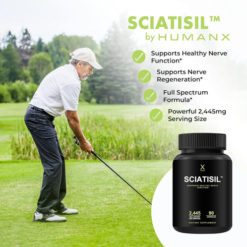 HUMANX Sciatica Focused Formula, Nerve Support Supplement with Stabilized R-Lipoic Acid, Vitamins for Healthy Back,