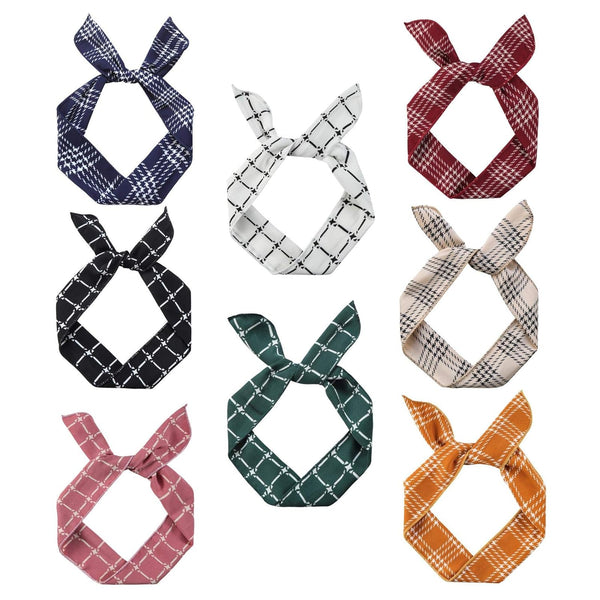 ONEYE Wire Headbands for Women - Twist Bow Hairbands, Fashion Check Bunny Ears Headwraps, 8 Count Hair Accessories