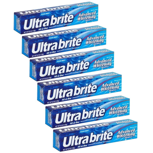 UltraBrite Clean Mint All in One Advanced Whitening Toothpaste 6 oz (6 Pack)