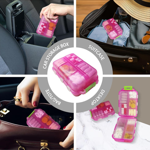iouwei 7 161 Large Pill Organizer with Medicine Labels - Day Travel Daily Container, Mini Medication Storage Case