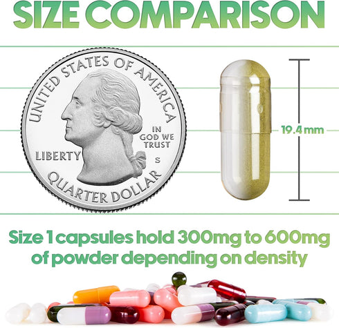XPRS Nutra Size 1 Empty Vegan Capsules, 1000 Count DIY Vegetable Pill Caps for Supplements, White