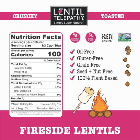 Pack, 4 oz 3 Pack Lentil Telepathy Sweet & Smoky Variety Snack Crunchy Lentil Snacks, Plant Based, Gluten Free