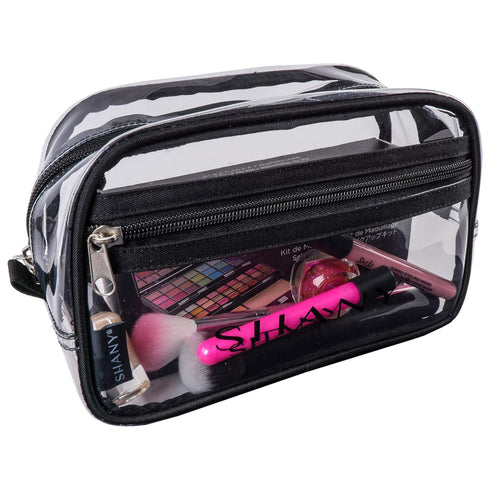 SHANY Clear Makeup Toiletry Pouch with Zippered Compartment – Water-Resistant Travel Organizer Bag