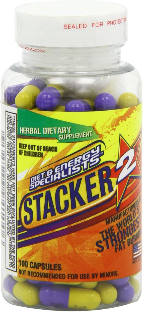 Stacker 2 Fat Burner Capsules, Ephedra Free, 100-Count